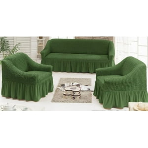 Genérico - Set De Fundas Turcas Para Sillon 3+1+1 Color Verde Musgo