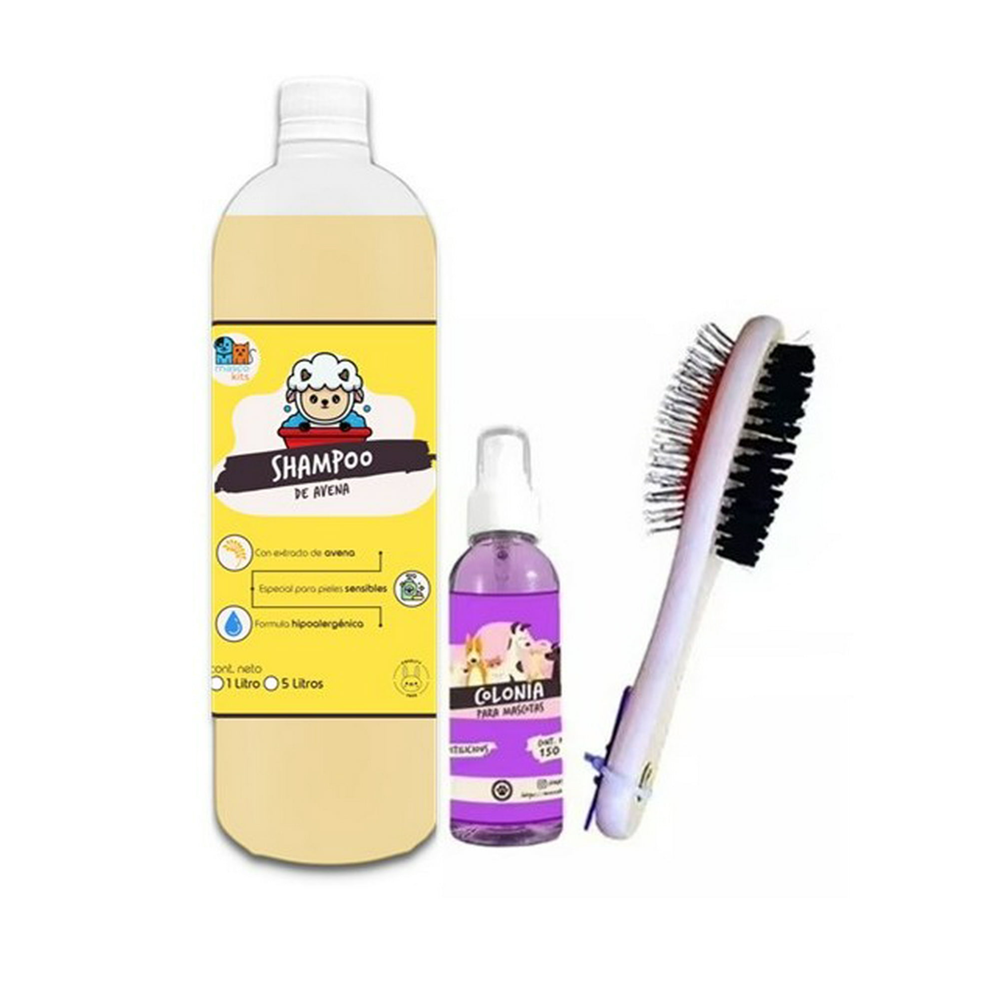 Mascokits - Kit Perros Shampoo Avena 1lt + Colonia Fruitil 150ml + Peine