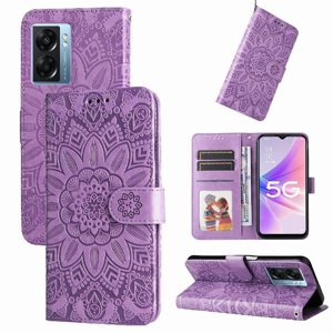 Funda Tipo Cartera Foxdock Para Oppo A77 5G , Diseño Girasol En Relieve, Cuero Pu, Cierre Magnético, Soporte Y Tarjetero