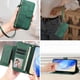 thumbnail image 4 of Funda Tipo Billetera para Samsung Galaxy A12 4G con Cremallera Portatarjetas Soporte Correa de Muñeca Cuero Verde, 4 of 5