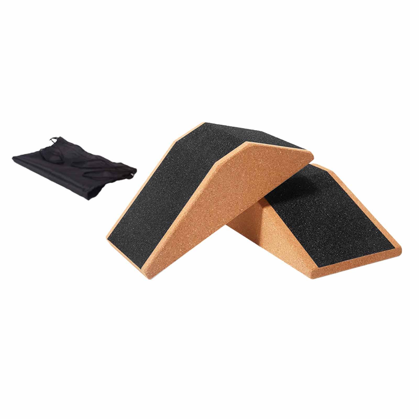 Magideal - Bloque De Yoga Con Cuña Para Sentadillas De Corcho, Entrenador Ligero De Ladrillos Para Yoga, Pilates, Gimnasio, Levantamiento De Pesas, Entrenamiento 2 Piezas Con Bolsa