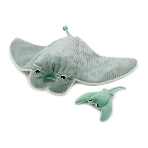Les Ptipotos - Peluche Mantarraya Mantalou Mamá Y Bebé - Menta