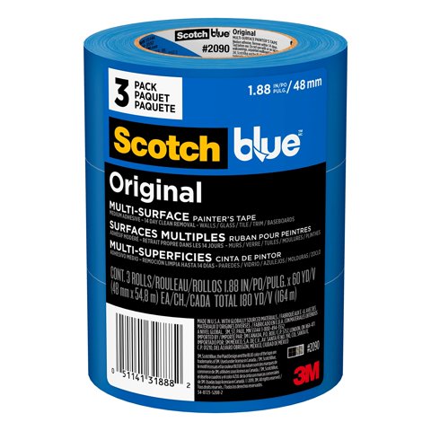 Scotchblue - Cinta De Pintor Original, Color Azul Escocés, 48 Mm X 55 M, 3 Rollos