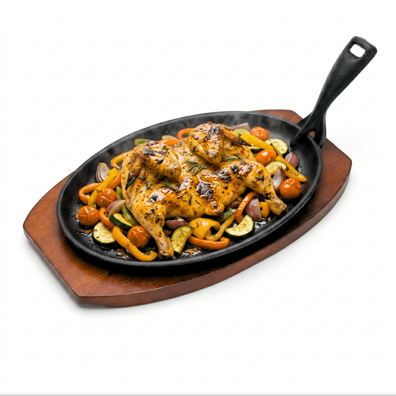 Atenza - Plancha Plato De Fierro Fundido Con Base De Madera Grill