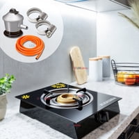 Line - Cocina Encimera A Gas Licuado Vidrio 1 Plato Cocinilla Negro + Kit De Instalación