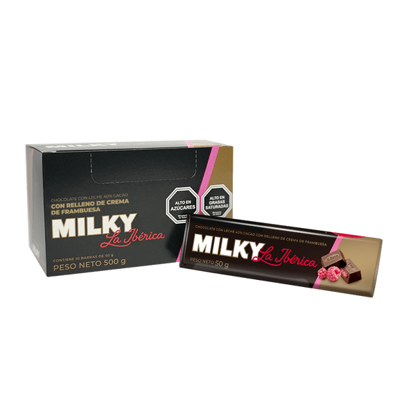 Pack X 10 Chocolate en Barra Milky Frambuesa 50g La Ibérica