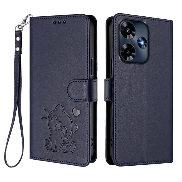Funda Volteable tipo Billetera con Correa para Infinix Hot 30 4G, Azul