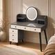 thumbnail image 2 of Mueble Tocador Peinador De Maquillaje Con Espejo Y Cajones Extendible MDF Gris Blanco 100x40x119 cm, 2 of 3