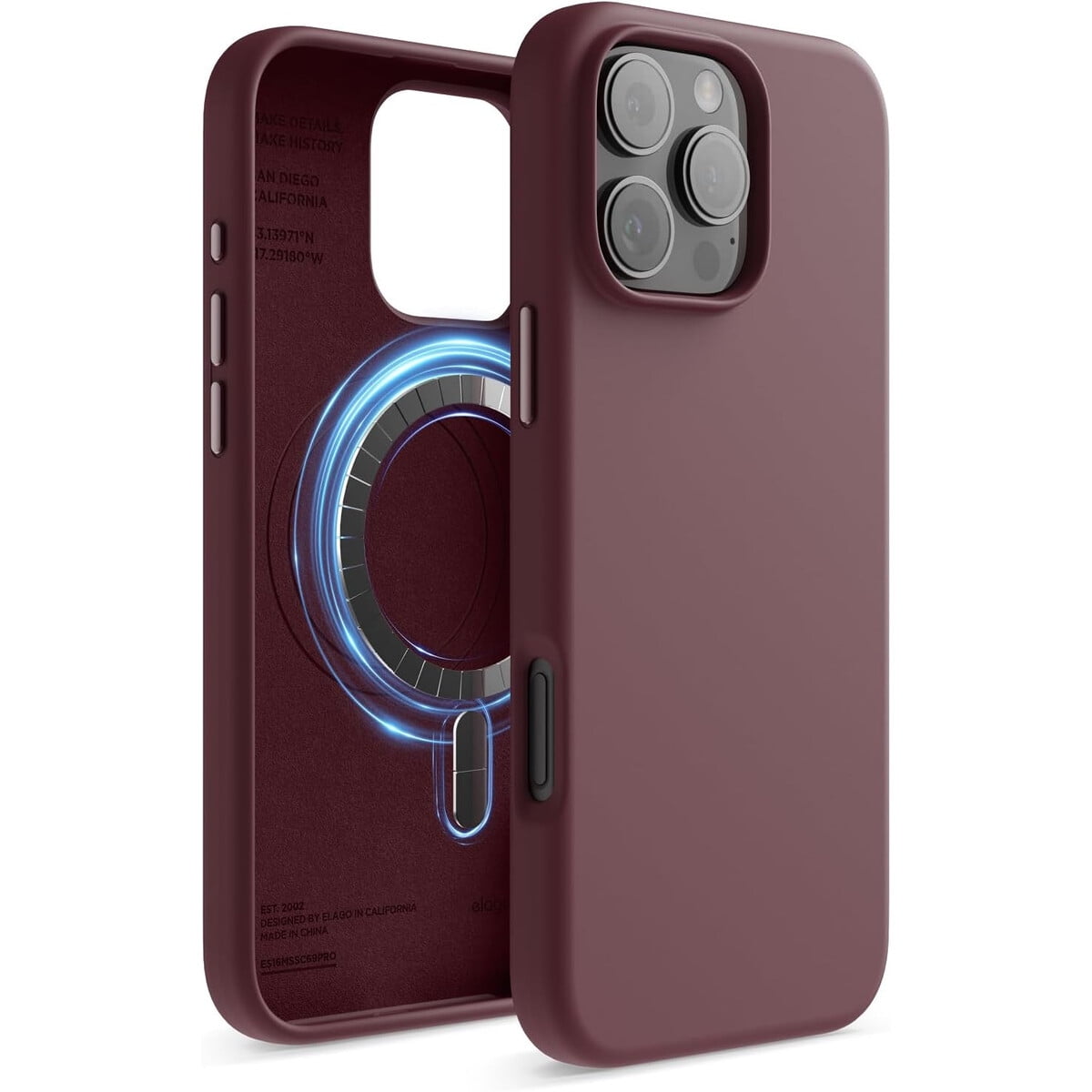 Funda Elago Silicona Magnatica Iphone 16 Pro Max Magsafe Burdeos
