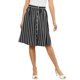 thumbnail image 1 of INSPIRE CHIC Falda de Mujer a Rayas con Cintura Alta Elástica y Botones al Frente, Falda Midi en Línea A XS Negro, 1 of 8