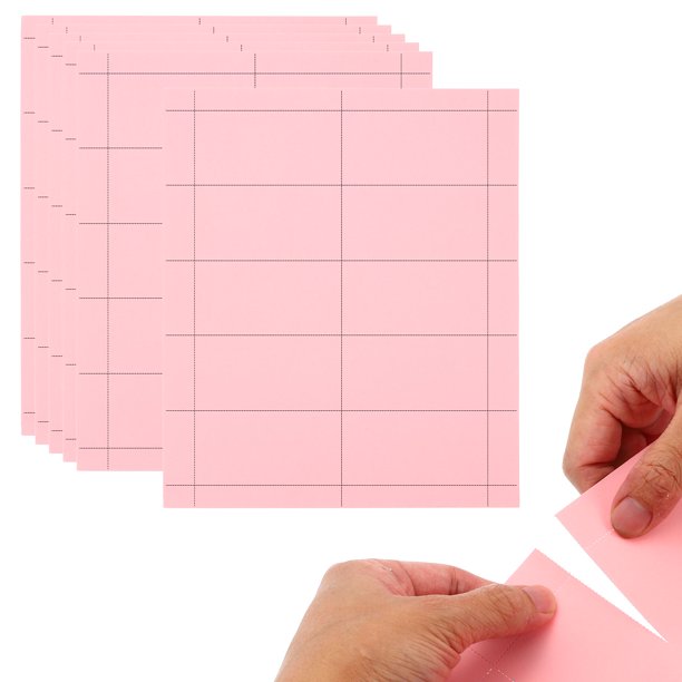 Tarjetas de Negocio Imprimibles de 3.5"x2", 50 Tarjetas Papel de Cartulina Perforado para Impresora Láser y de Inyección de Tinta 180gsm, Rosa