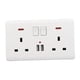 thumbnail image 1 of Enchufe Británico De Pared Doble 2 Gang 13A 2 Placa De Puerto De Cargador USB Blanco, 1 of 3