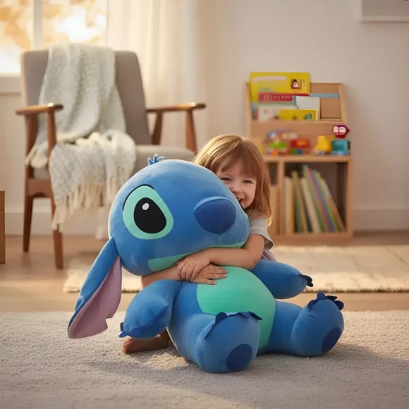 Peluche Stitch Grande 85 Cm Azul Tierno Compañero Azul Marino