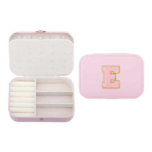 Caja de Joyas de Cuero PU Rectangular REGALWOVEN para Mujeres con Patrón de Letras, Organizador de Joyas de Una Sola Capa E