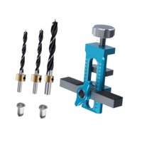 Magideal - Herramienta De Instalación De La Puerta Del Gabinete Plantilla De Montaje Ajustable Aleación De Aluminio Portátil Para Carpintería De Madera Estanterí Azul