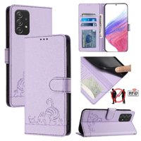 Funda Tipo Cartera Foxdock Para Samsung Galaxy A52 4G/5G Con Soporte, Ranuras, Rfid, Diseño De Gato