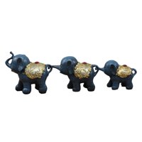Bothyi - 3X Estatuas De Elefante De Resina Mesa Decoración Del Hogar Recuerdo Elefante Decoración Azul