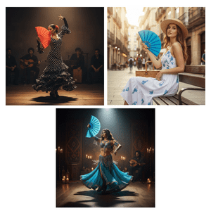 Genérico - Abanicos Grandes Multicolores Bailes Primavera Verano Elegantes Surtidos