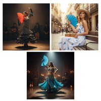 Genérico - Abanicos Grandes Multicolores Bailes Primavera Verano Elegantes Surtidos