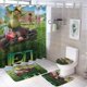thumbnail image 1 of Leo-theme 4-Piece Shower Curtain Set with Rugs, Waterproof Bathroom Decor Set Includes Bath Mat, U-Shaped Rug, Toilet Lid Cover and Curtain with Hooks, 1 of 6