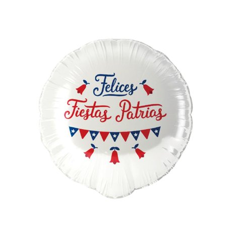 Genérico - Globo 45X45Cm Diseño Blanco Feliz 18 Fiestas Patrias