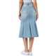 thumbnail image 3 of INSPIRE CHIC Falda de Mezclilla Cola de Pescado para Mujeres de Regreso a Clases Falda Midi Ajustada Lavada Azul Claro S, 3 of 6