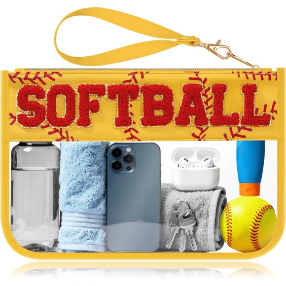 BuyCard Softball Gifts Makeup Bag with Chenille Letter Patch