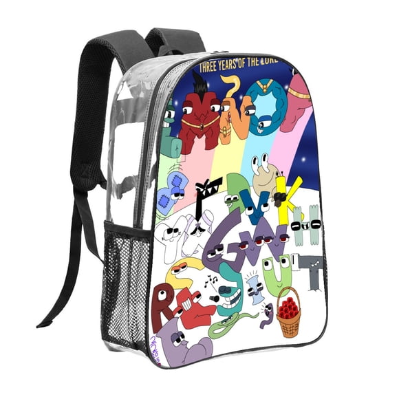 B-Alphabet Lore Mochila transparente temática, resistente y duradera, bolsa see-through para trabajo, deporte, universidad y viaje, 31 × 43 cm