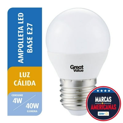 Ampolleta Led Mini Bola 4W Luz Cálida Base E27 1 Un Great Value