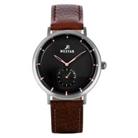 Reloj Westar Profile Leather Strap Black Dial Quartz 50246Stn623 Men'S Watch