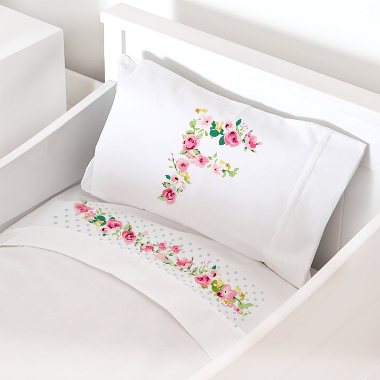 Tuyo Print - Juego De Sábanas Cuna Letras Vintage F