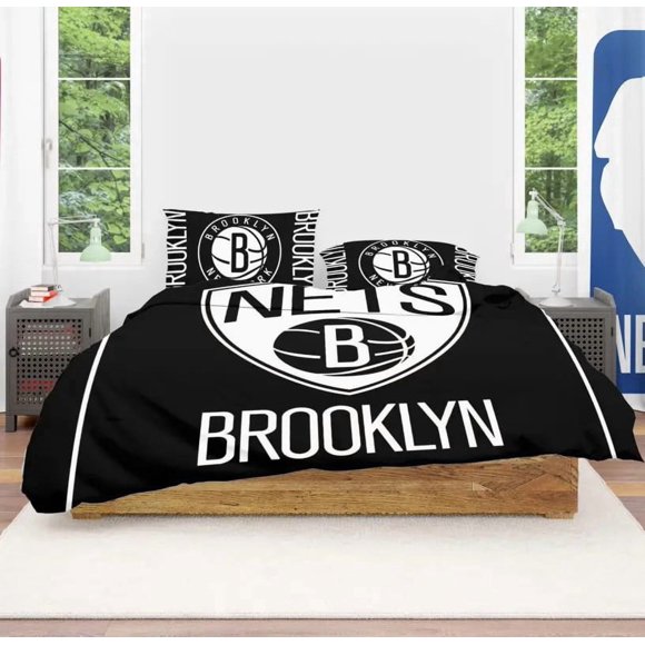 NBA Brooklyn Nets Quilt Duvet Cover Set Bedroom Decor Comforter Cover3-Piece Bedding Set