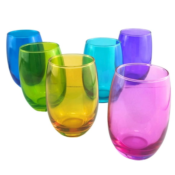 6 Vasos Vidrio Altos Mikonos Full Color 460ml