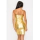 thumbnail image 3 of Vestido Mini De Fiesta Ajustado Con Escote Redondo Y Tirantes Ajustables Dorado (para Mujer), 3 of 5