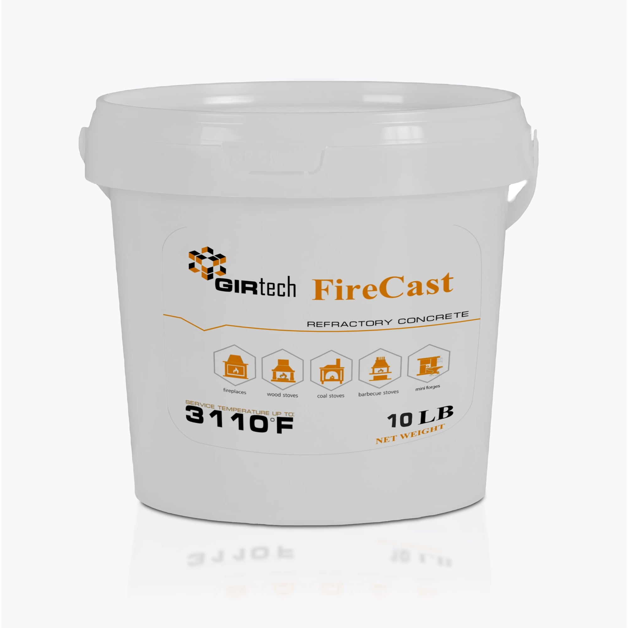 Cemento Refractario Girtech Firecast 10 Kg 1400 °c Resistente Al Calor