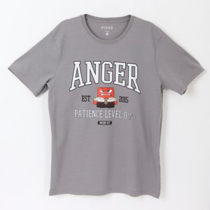 Polera Manga Corta Adulto Gris Ira Intensamente Pixar Disney