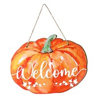 Bothyi - Letrero De Bienvenida De Calabaza De Halloween De Otoño Con Cuerda, Corona De Puerta Versátil Hecha A Mano