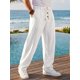thumbnail image 4 of Pantalones de Lino Transpirables con Botón y Cintura con Cordón para Hombre INSPIRE CHIC 36 Blanco, 4 of 6