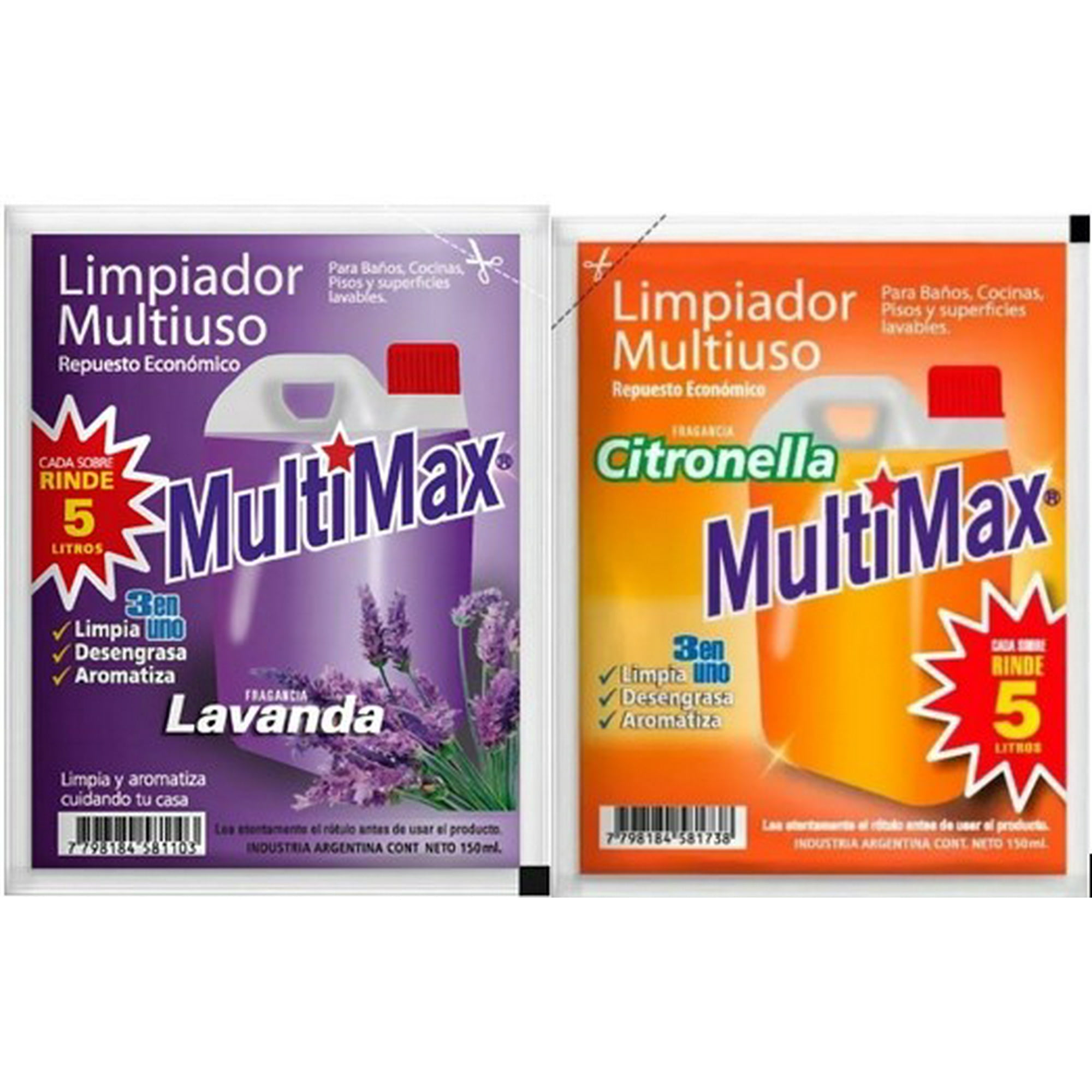 Multimax - Limpia Pisos Ultra Concentrado Para Diluir Rinde 10 Lts X 150ml Pack 2