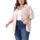 thumbnail image 4 of Agnes Orinda Conjuntos de Halloween para Mujeres Tallas Grandes Camisa de Punto Waffle Chaqueta Casual de Manga Larga con Botones Blusas 1X Rosa Claro, 4 of 5