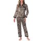 thumbnail image 2 of INSPIRE CHIC Conjunto de Pijama de Satén para Mujer, Manga Larga, Abotonado, Estampado de Rayas y Leopardo con Bolsillo, S Leopardo Marrón, 2 of 5