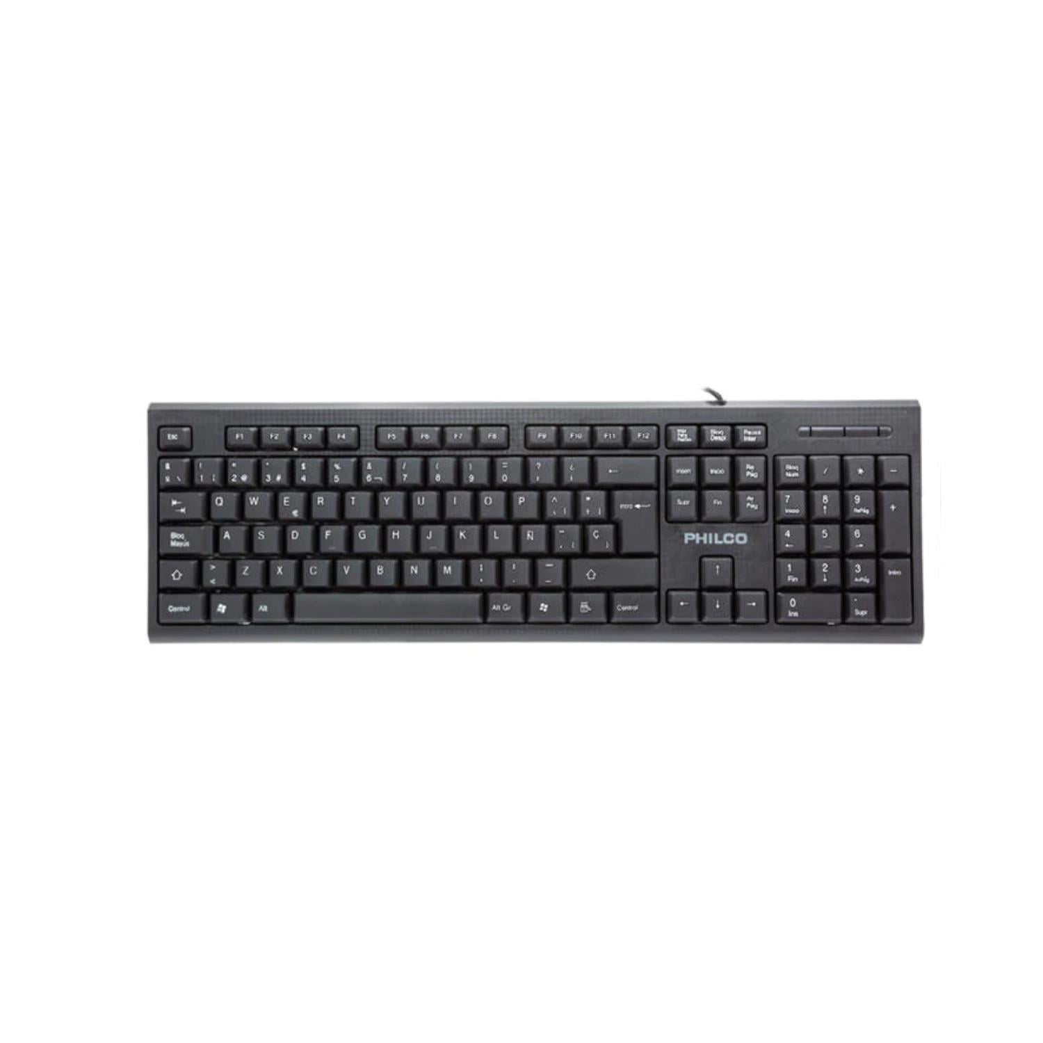 Philco - Kit Teclado 104 Teclas Y Mouse 1200dpi 3 Botones Negro