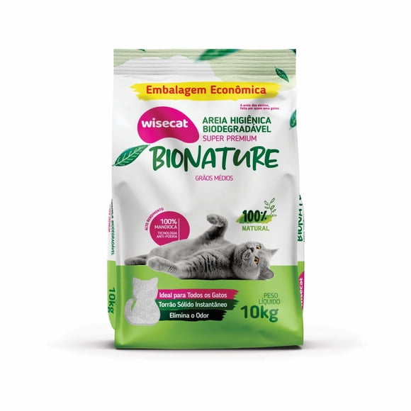 Arena Higiénica Biodegradable para Gatos Wisecat Bionature 100% Mandioca 10 kg