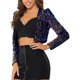 thumbnail image 4 of INSPIRE CHIC Chaqueta corta abierta de lentejuelas brillantes de manga larga para fiesta de mujer L Multicolor, 4 of 6