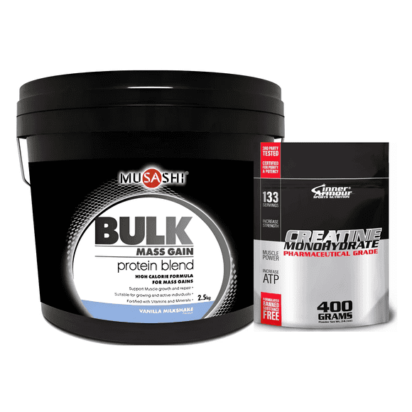 Proteina Bulk Mass Gain Whey 5 Lbs Vainilla + Inner Armour Creatina