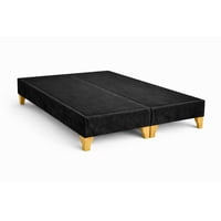 Base Cama 2 Plazas Lore Felpa Premium Negro / Reforzada Con Patas