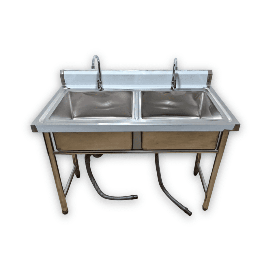 Genérico - Lavafondo Doble Acero Inoxidable 120x60 Cm Y Grifería Para Cocina Industrial