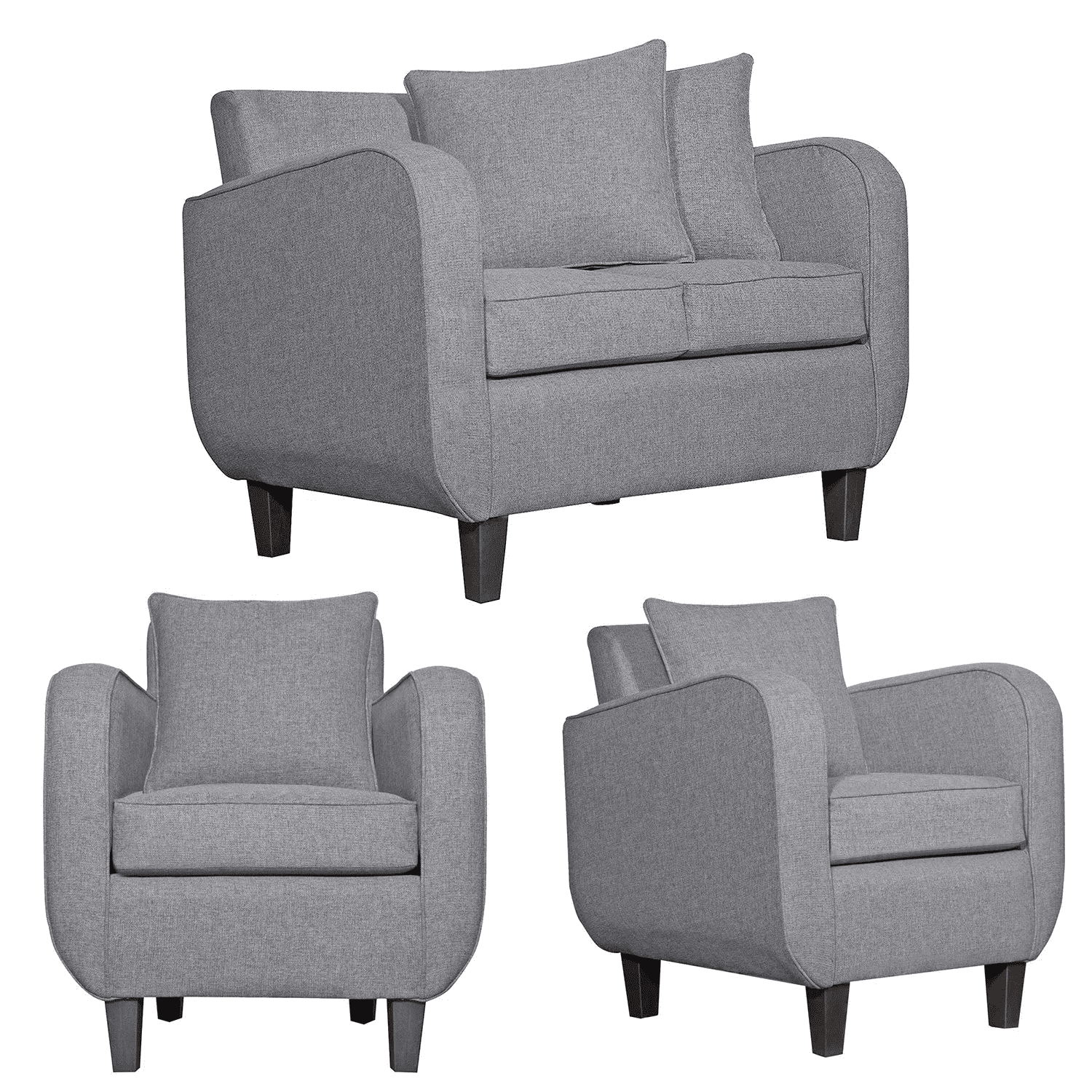 Ruzam Mobel - Juego De Living 2-1-1 Cronos Gris