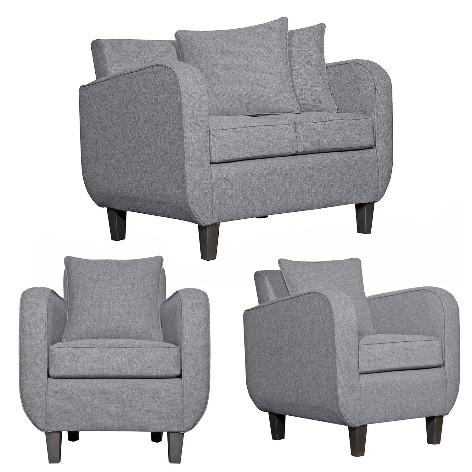 Ruzam Mobel - Juego De Living 2-1-1 Cronos Gris