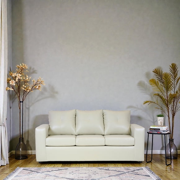 Sofá Emanuel 3 Cuerpos - Cuero Sintetico Pu Beige